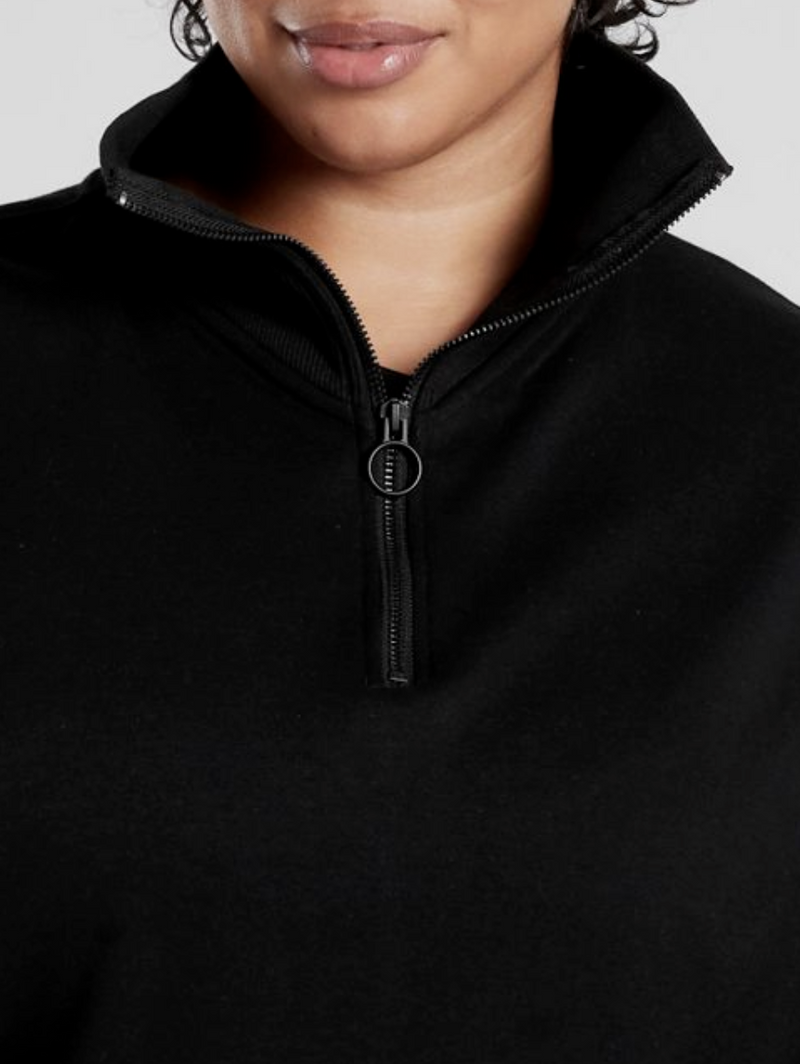 Athleta Black 1/4 Zip Funnel Neck Cozy Karma Sweatshirt