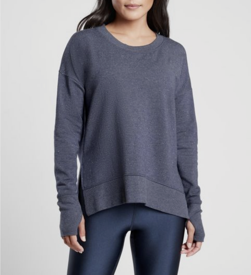 Athleta Navy Blue Multi Nep Balance Pullover Sweatshirt