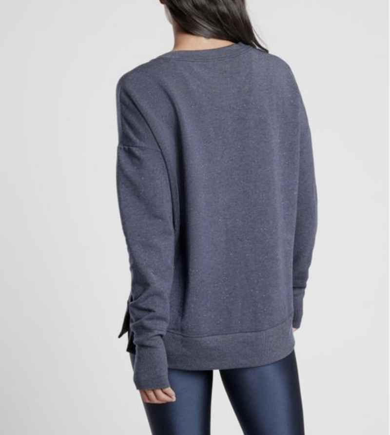 Athleta Navy Blue Multi Nep Balance Pullover Sweatshirt