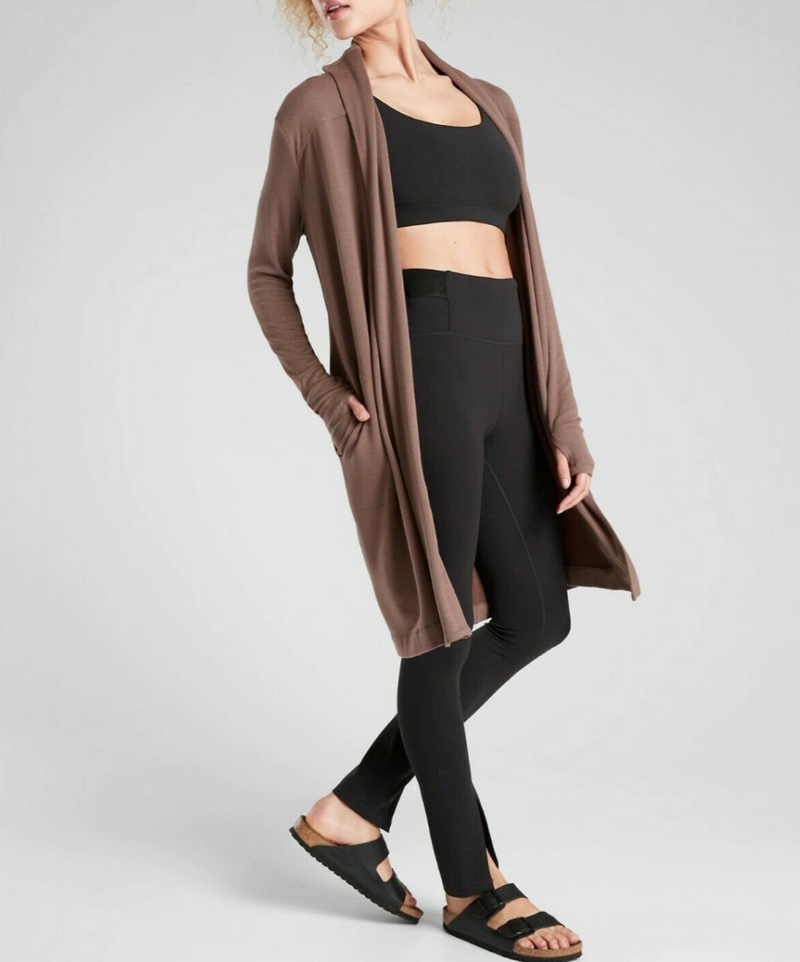 Athleta Mineral Brown Long Sleeve Canopy Nirvana Wrap Cardigan