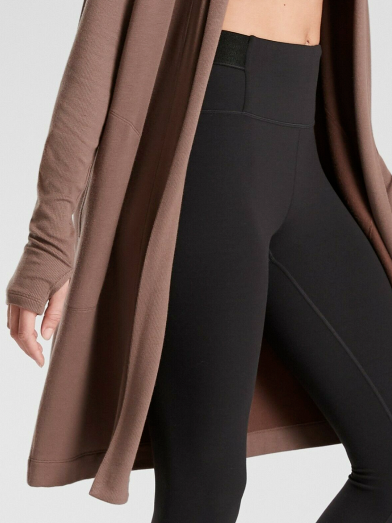 Athleta Mineral Brown Long Sleeve Canopy Nirvana Wrap Cardigan