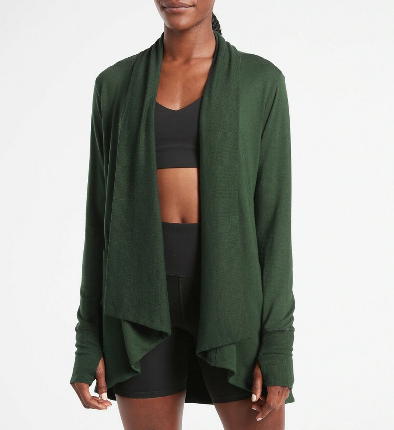 Athleta Seaweed Snack Green Nirvana Pranayama Wrap Cardigan