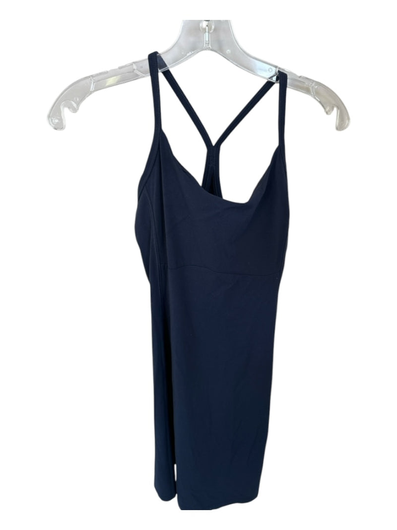 Athleta Size M Navy Nylon Blend Built in bra Spaghetti Strap Athletic Dress
