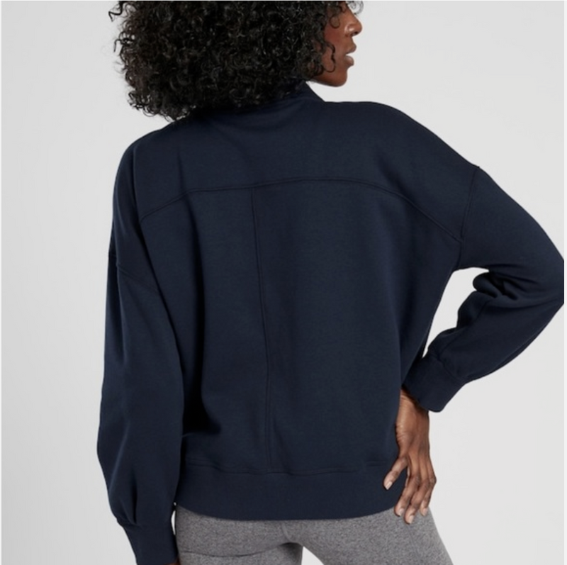 Athleta Navy Blue 1/4 Zip Funnel Neck Cozy Karma Sweatshirt
