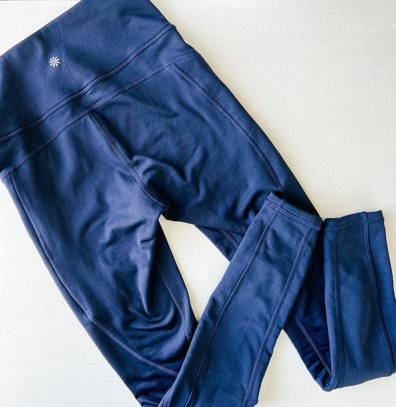 Athleta Primaloft Ridge Navy Blue Fleece Lined Leggings