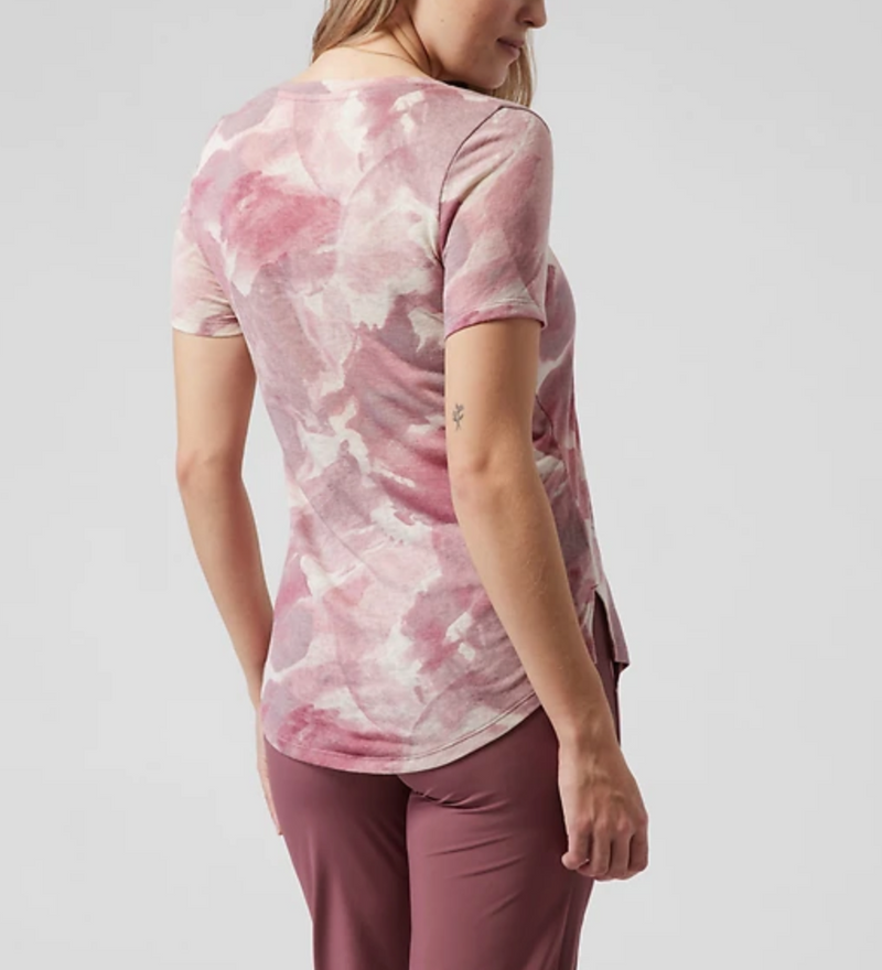 Athleta Chroma Bashful Rose Scoop V-Neck Short Sleeve Breezy Tee Top