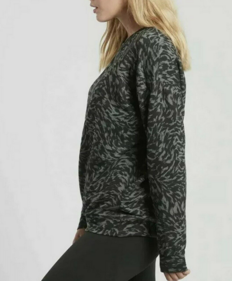 Athleta Studio To Black Lynx Street Print Balance Pullover Sweatshirt