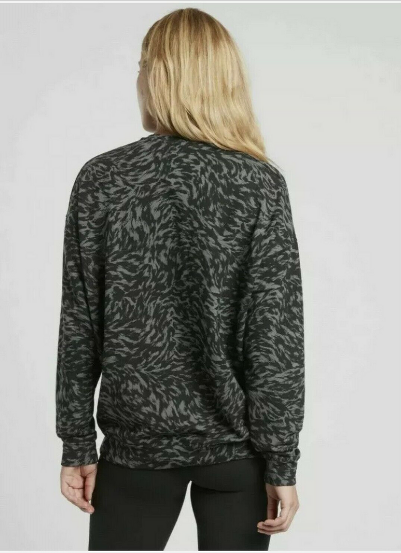 Athleta Studio To Black Lynx Street Print Balance Pullover Sweatshirt