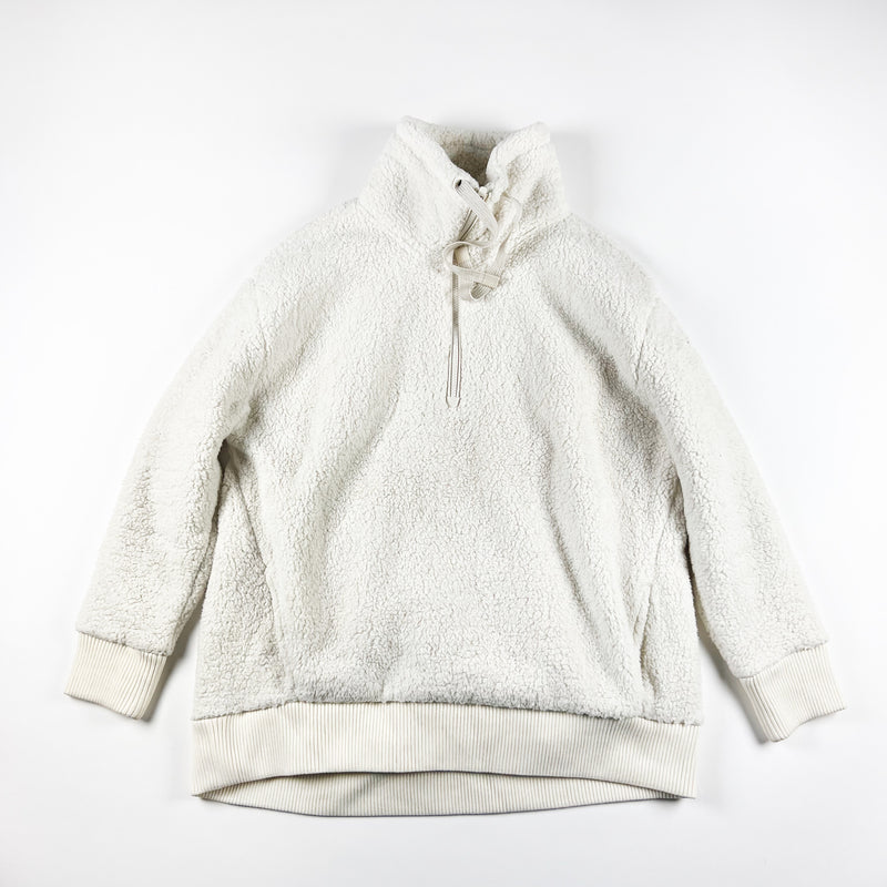 Athleta Talus Sherppy Teddy Turtleneck Pullover Sweatshirt Sweater White Large