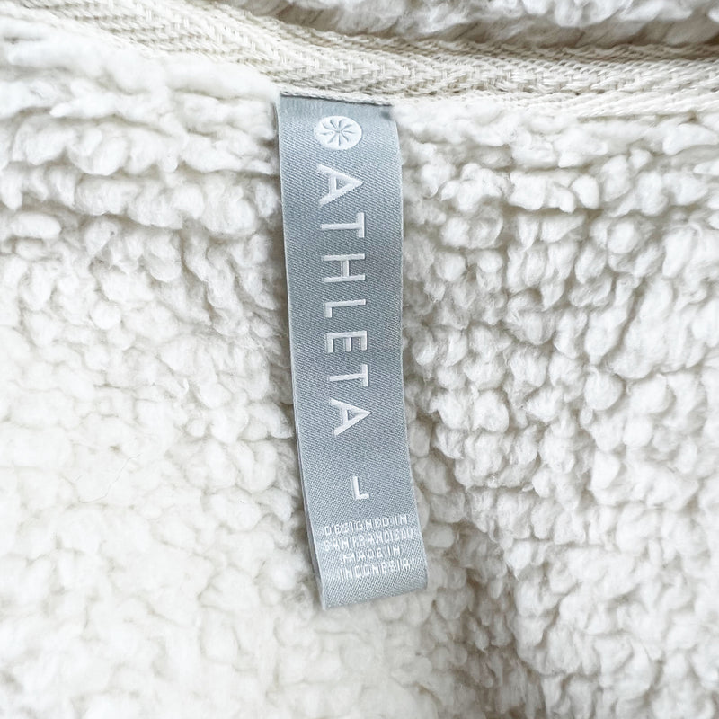 Athleta Talus Sherppy Teddy Turtleneck Pullover Sweatshirt Sweater White Large