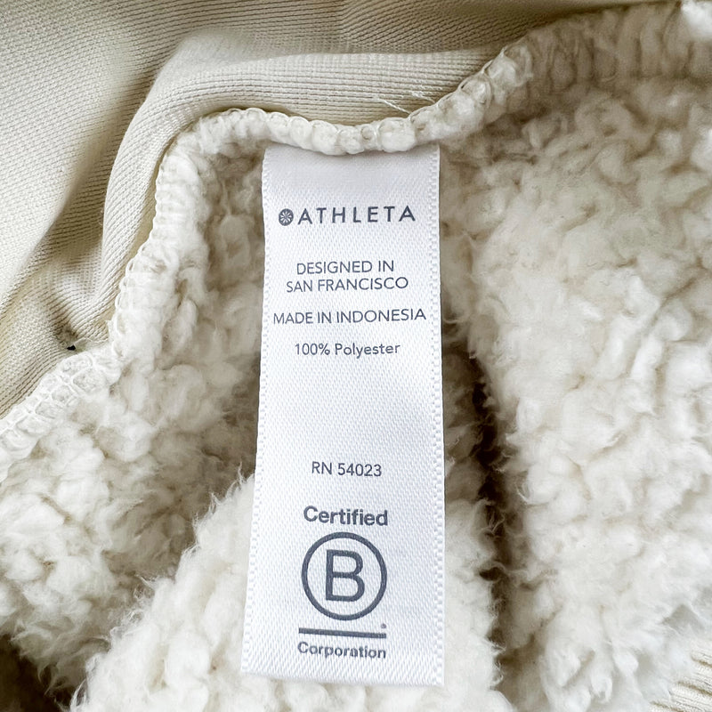 Athleta Talus Sherppy Teddy Turtleneck Pullover Sweatshirt Sweater White Large