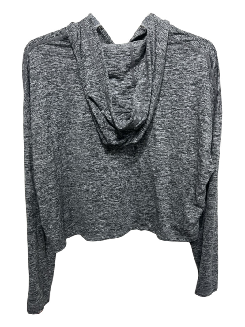 Athleta Size S Gray & Black Polyester Heathered Hood Long Sleeve Crop Top