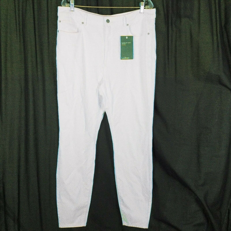 LL Bean Comfort Knit Classic Fit White Denim Blue Jeans Womens 18 NWT 298929
