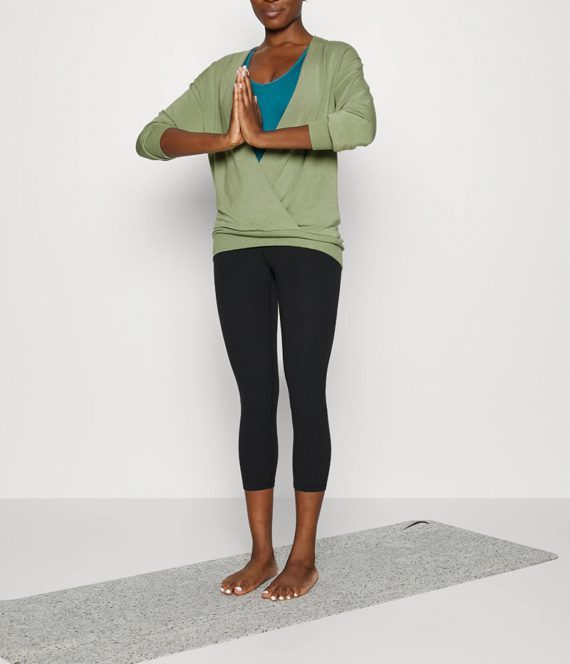 Athleta Eucalyptus Olive Green Purana V-Neck Wrap Sweatshirt