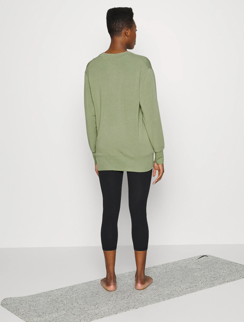 Athleta Eucalyptus Olive Green Purana V-Neck Wrap Sweatshirt