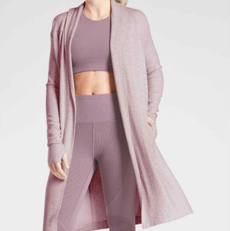 Athleta Flora Mauve Long Sleeve Canopy Nirvana Wrap Cardigan