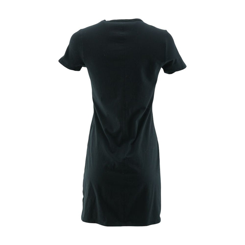 Black Solid Midi Dress