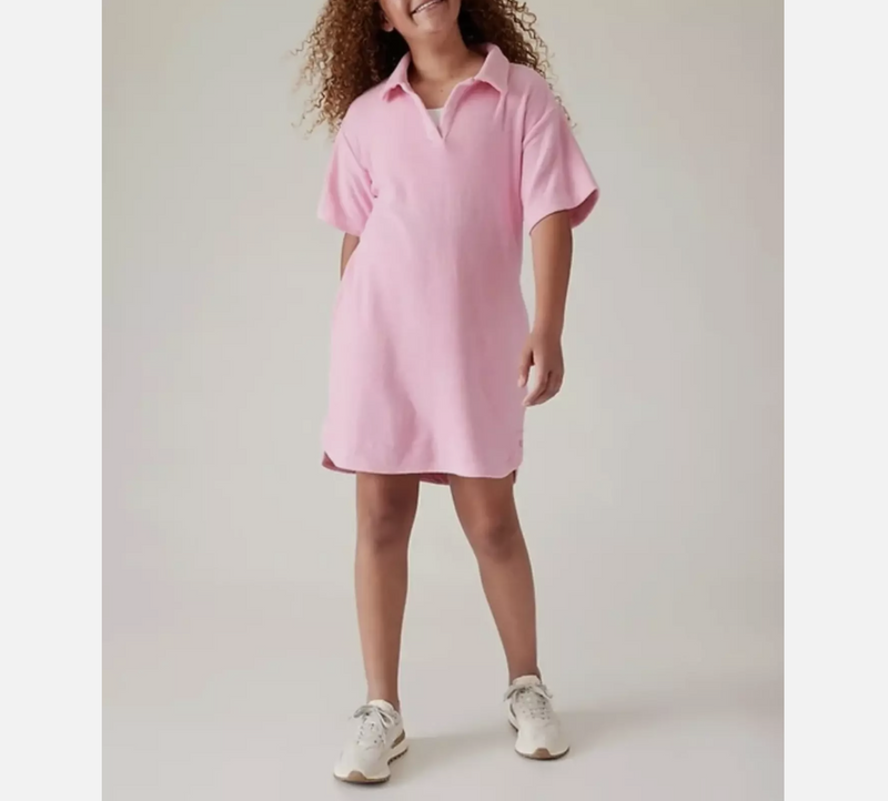 Athleta Girl Pink Side Pockets Jump In Terry Dress