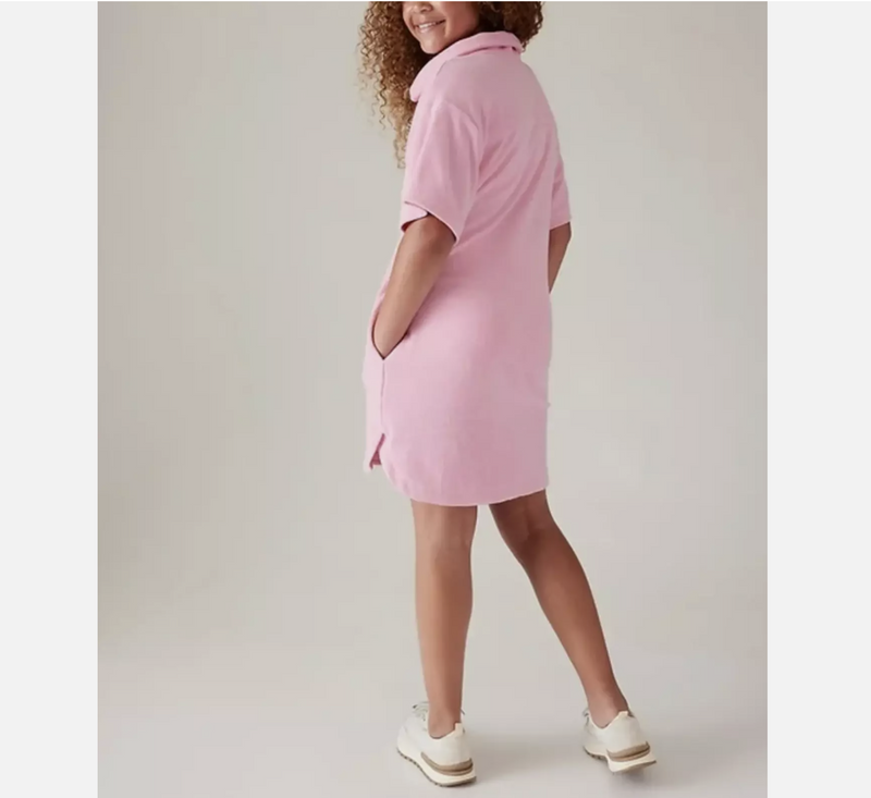 Athleta Girl Pink Side Pockets Jump In Terry Dress