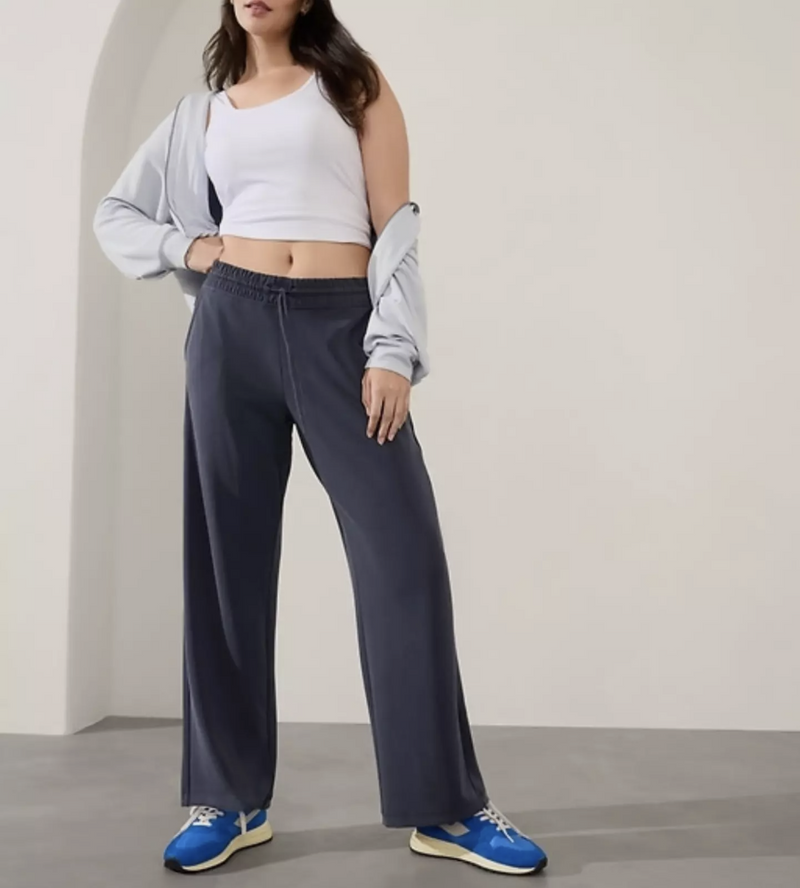 Athleta Washed Navy Blue Seasoft Mid-rise Straight Pant