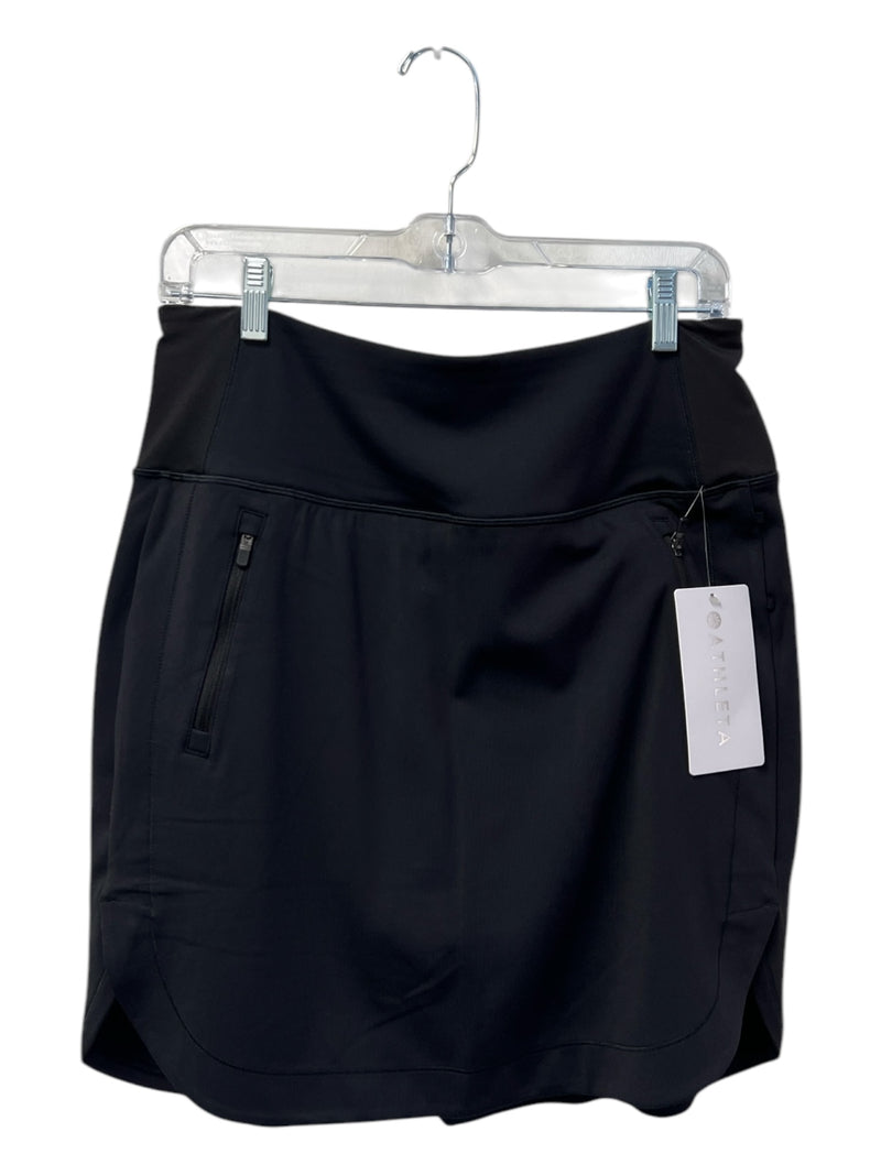 Athleta Size M Black Nylon Blend pencil skirt Zip Pocket built in shorts Skort