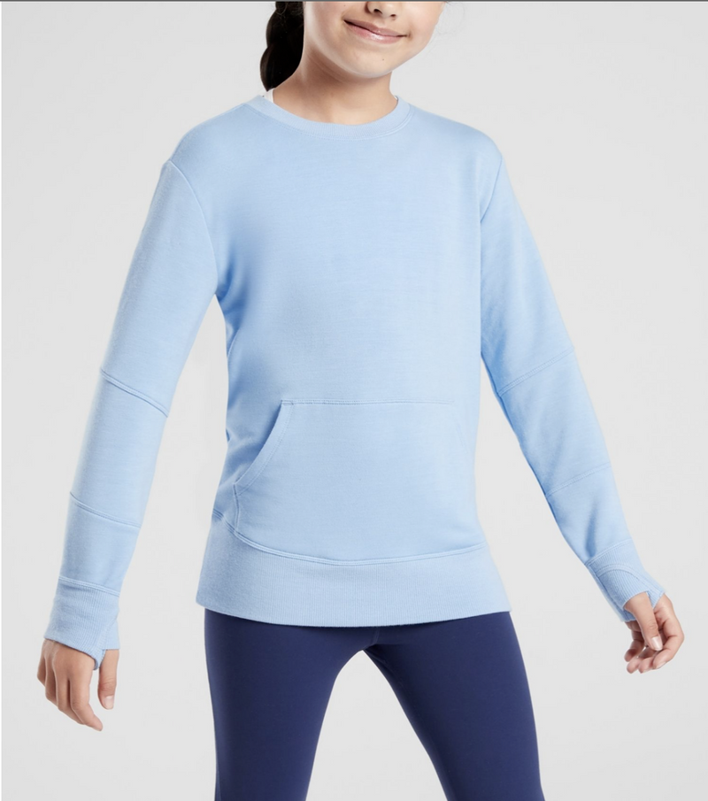Athleta Girl So Gifted Blue Sweatshirt with Front Pocket