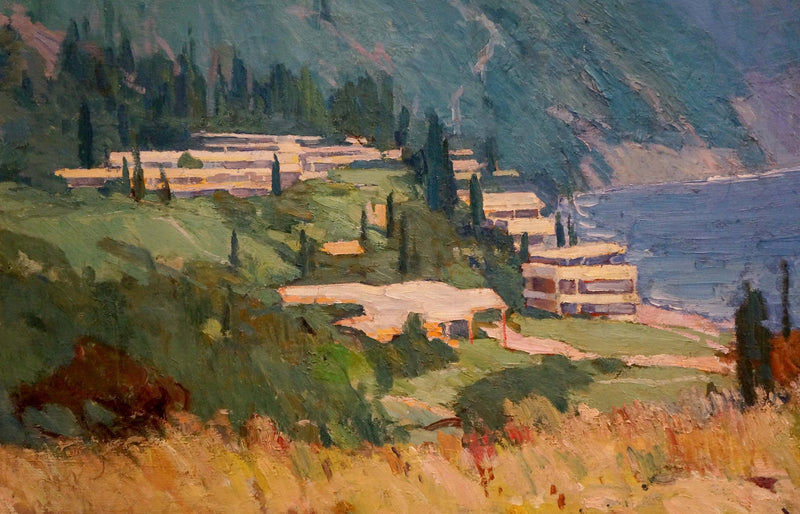 Oil painting City near the coast