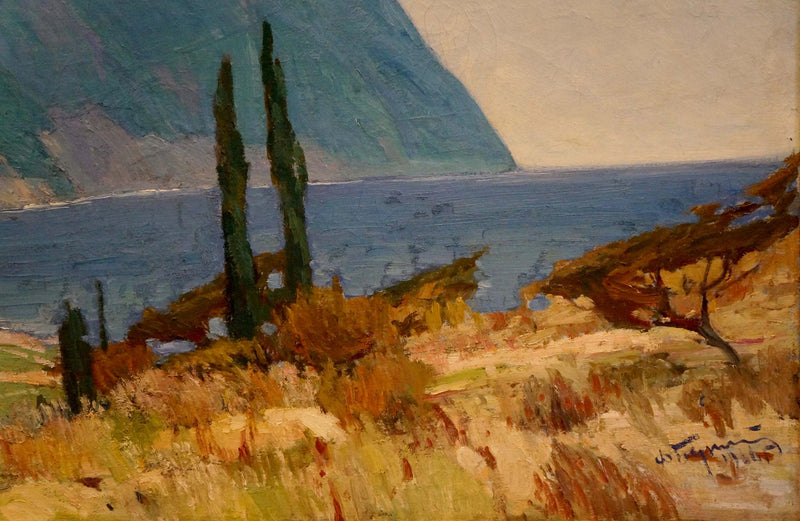 Oil painting City near the coast