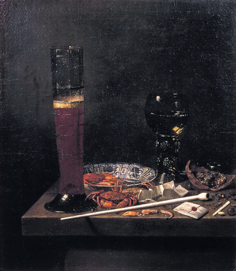 Still Life with Crab and Glasses Oil Painting