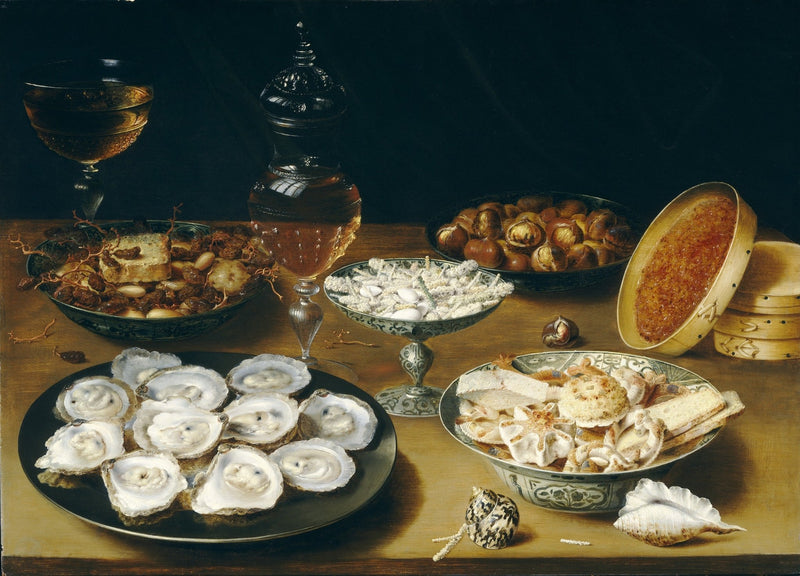 Sumptuous Still Life with Oysters and Delicacies Oil Painting