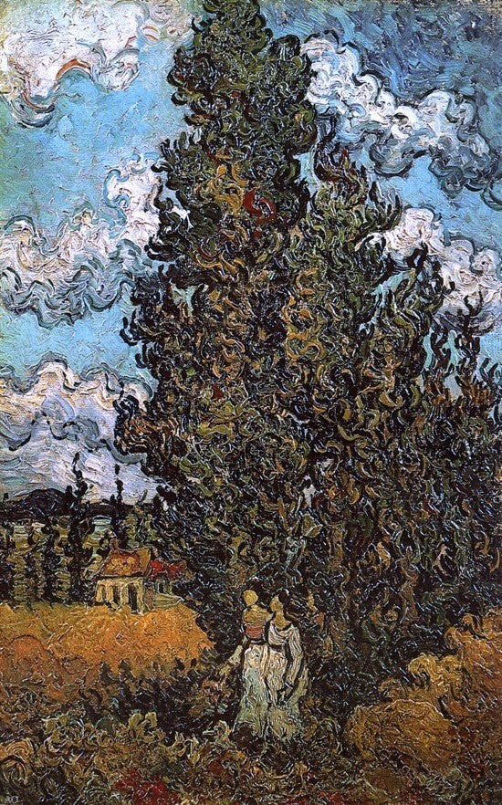 Cypresses and Two Women by Vincent Van Gogh - Hand Painted Oil Painting