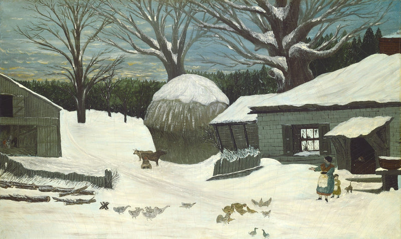 Charming Winter Farmscape Oil Painting