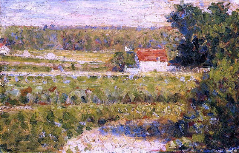 House with Red Roof by Georges Seurat - Hand Painted Oil Painting
