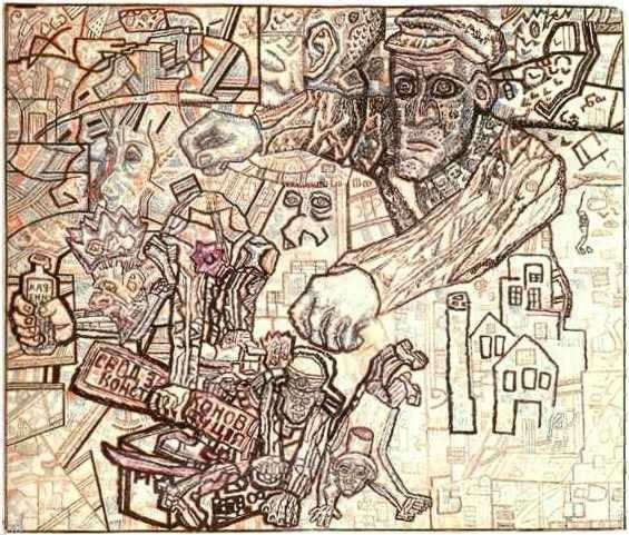 The February Revolution by Pavel Filonov - Hand Painted Oil Painting