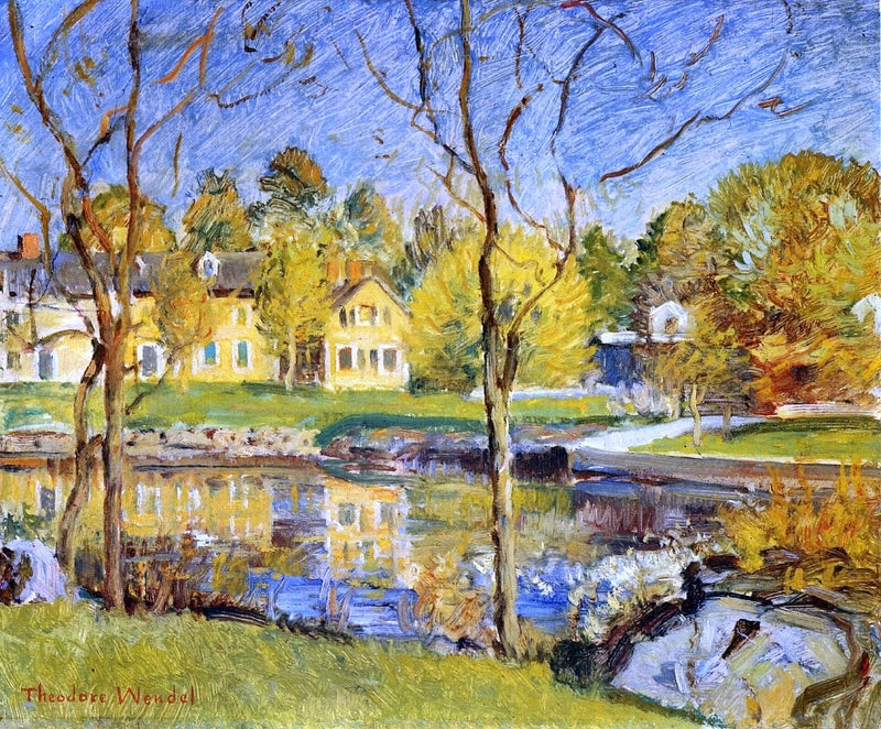 By the Pond by Theodore Wendel - Hand Painted Oil Painting