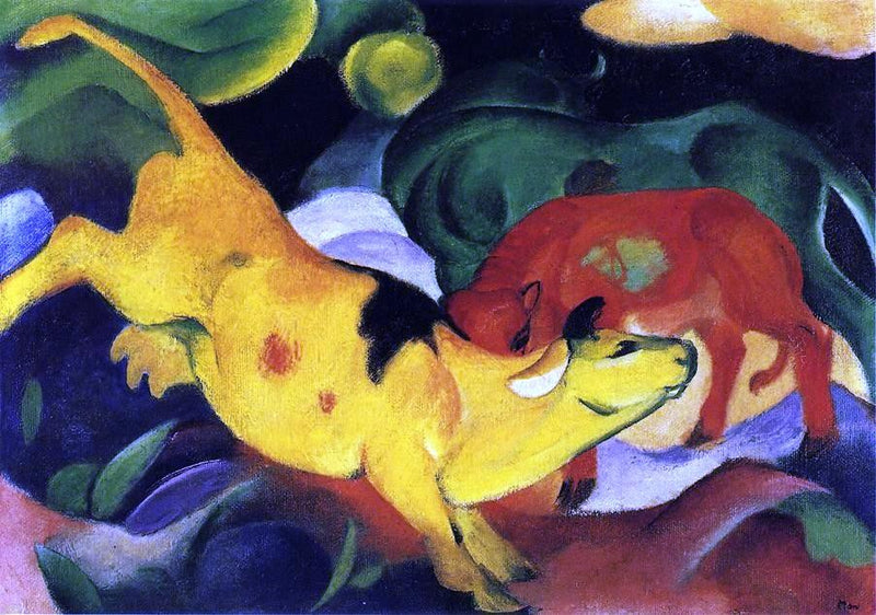 Cows, Yellow-Red-Green by Franz Marc - Hand Painted Oil Painting