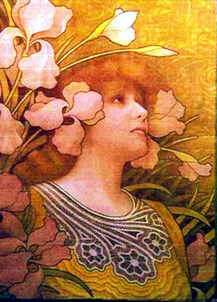 Sarah Bernhard by Paul Berthon - Hand Painted Oil Painting