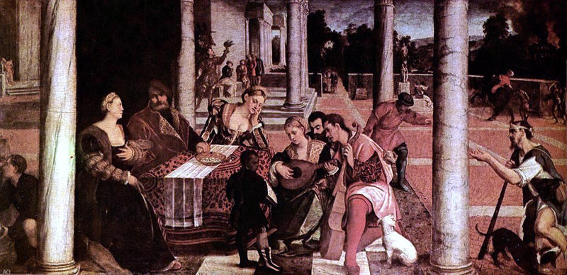 Dives and Lazarus by Bonifazio Veronese - Hand Painted Oil Painting