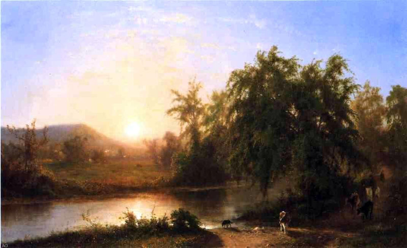 Late Afternoon, Driving the Cattle Home by Frederick Rondel - Hand Painted Oil Painting