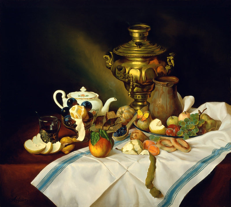 Still Life with Samovar, Teapot, and Fruits