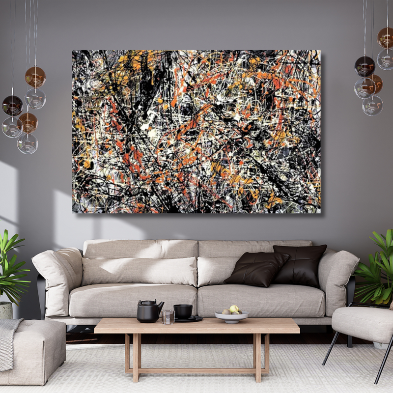 Fiery Chaos – Expressive Pollock-Inspired Abstract Drip Painting