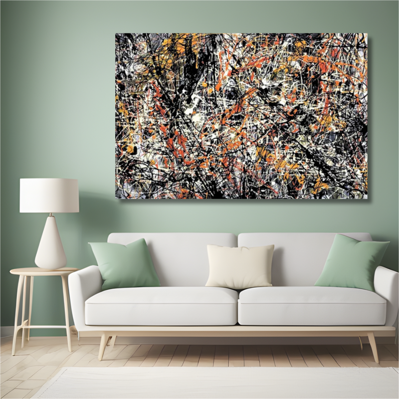 Fiery Chaos – Expressive Pollock-Inspired Abstract Drip Painting