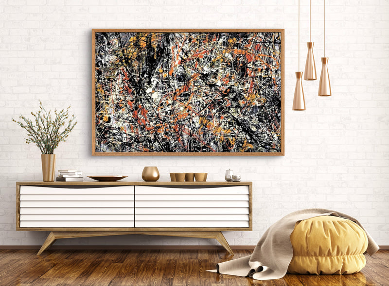 Fiery Chaos – Expressive Pollock-Inspired Abstract Drip Painting