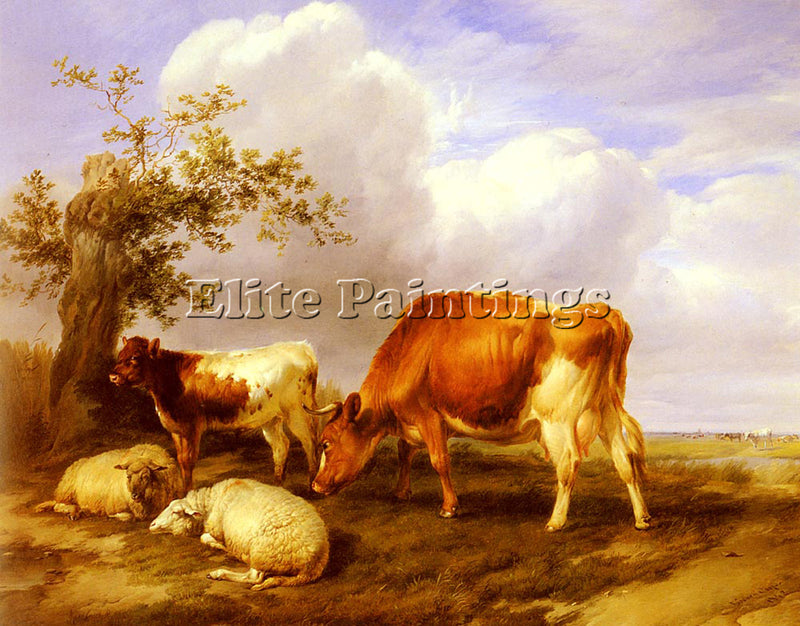 THOMAS SIDNEY COOPER IN THE CANTERBURY MEADOWS ARTIST PAINTING REPRODUCTION OIL