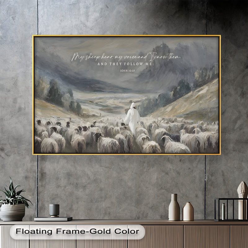 John 10:27 – The Good Shepherd Bible Verse Oil Painting