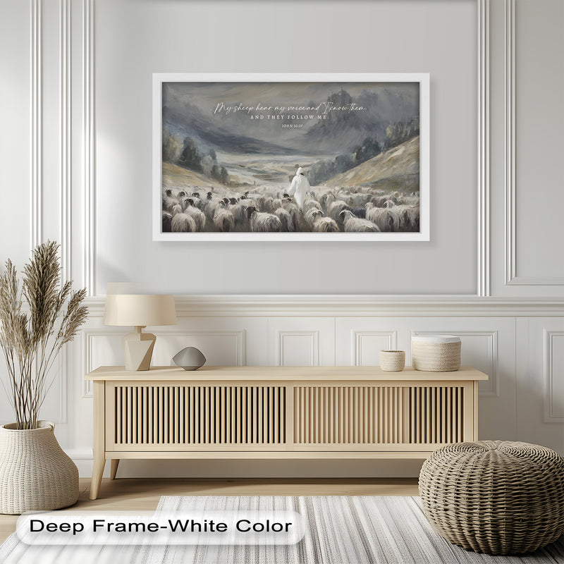 John 10:27 – The Good Shepherd Bible Verse Oil Painting