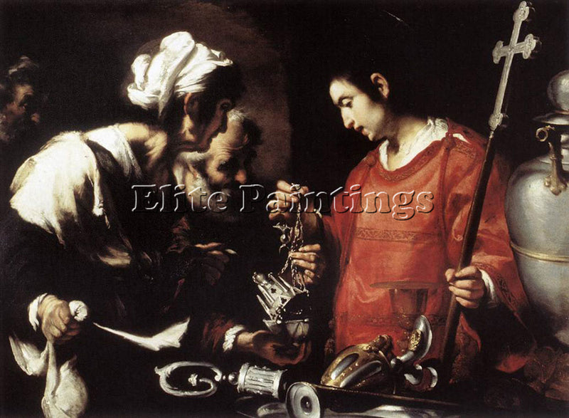 STROZZI BERNARDO THE CHARITY OF ST LAWRENCE ARTIST PAINTING HANDMADE OIL CANVAS