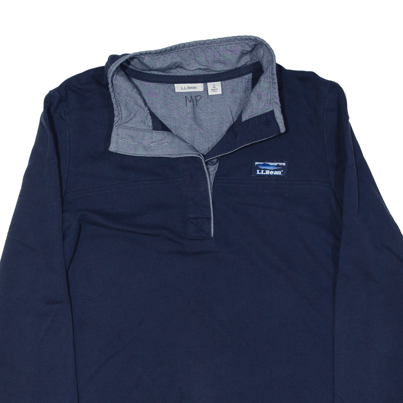 LL BEAN Polo Shirt Blue Long Sleeve Mens S