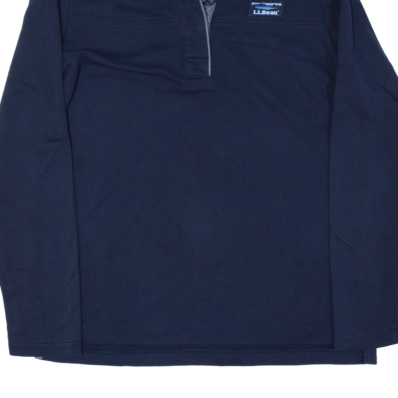 LL BEAN Polo Shirt Blue Long Sleeve Mens S