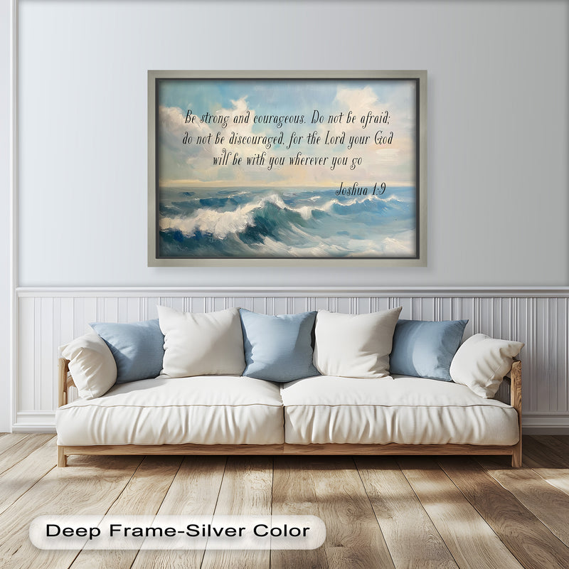 Joshua 1:9 – Strength and Courage Bible Verse Oil Painting